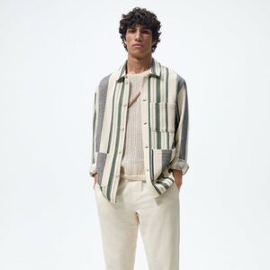 Zara Striped Overshirt Jacket